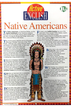 Active English: Native Americans* - Pasaulio pažinimas | Litterula